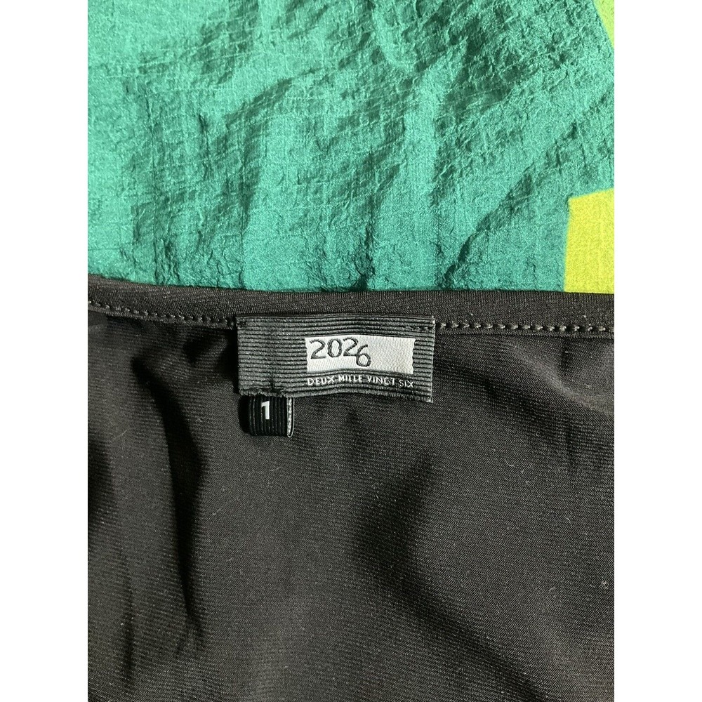 2026 Deux Mille Vingt Six Womens Midi Dress Size 1/Small Black Green Colorful - Picture 4 of 7